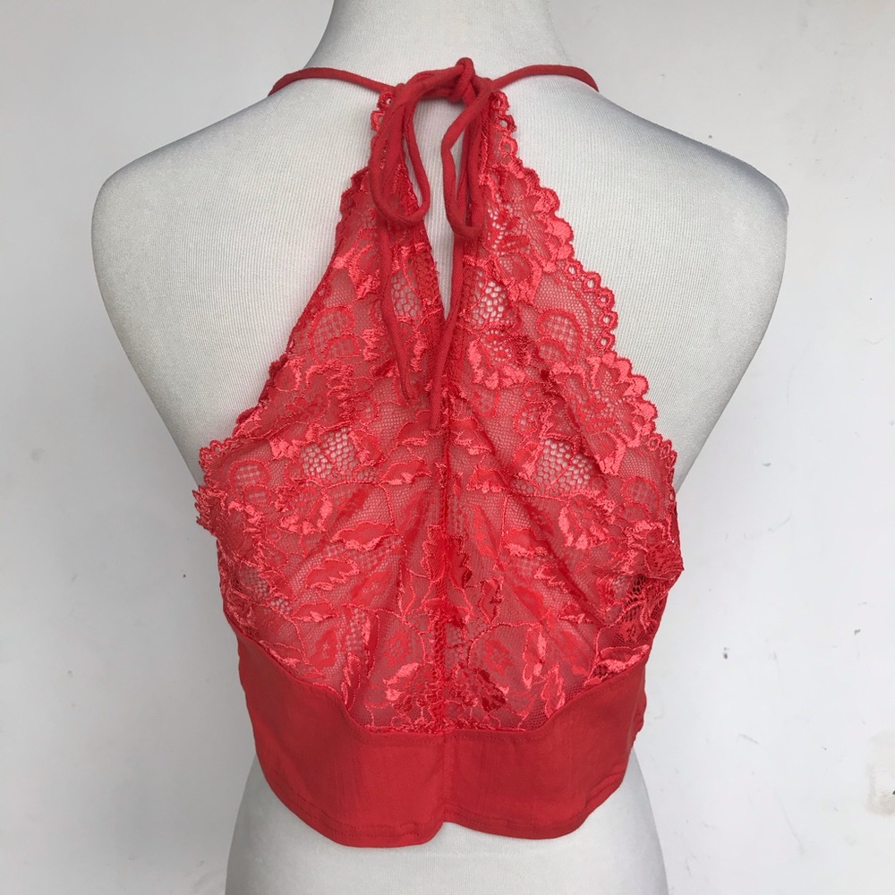 Free People NWOT The Century Coral Red Lace Brami - Picture 6 of 8